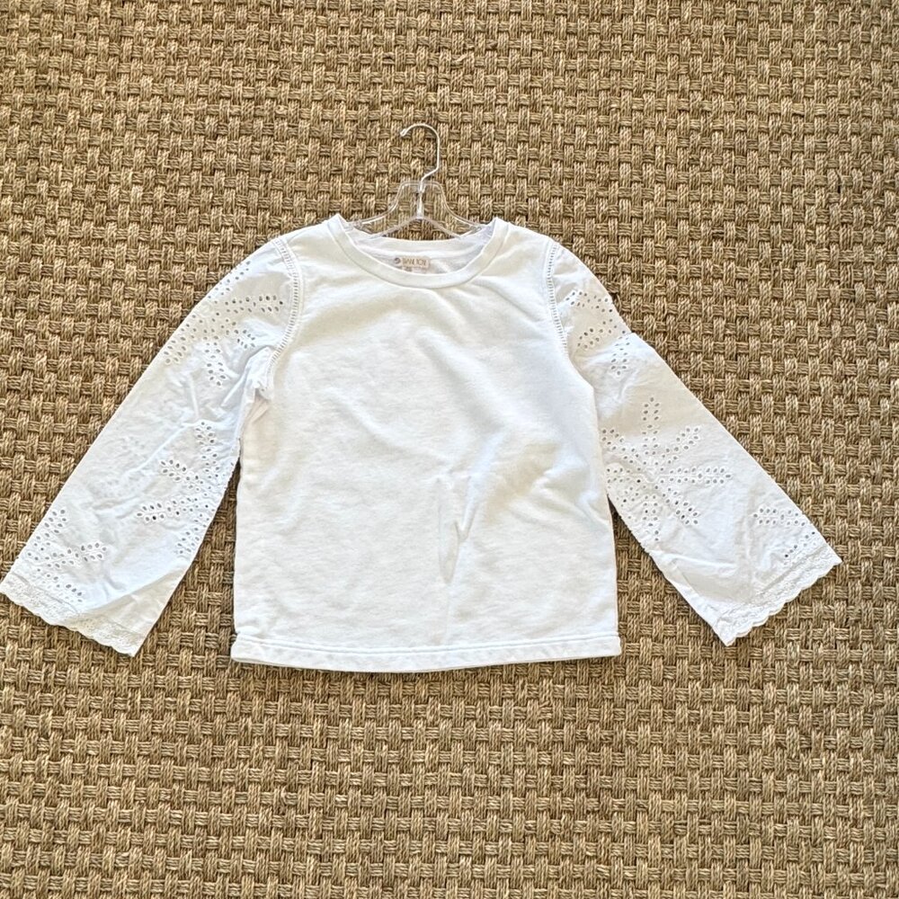Eyelet-sleeve crew-neck top